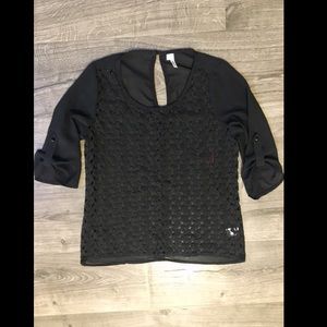 Black blouse with lace front